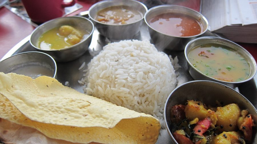Traditional Indian thali meal